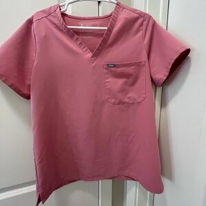 FIGS Pink V-Neck Scrub Top